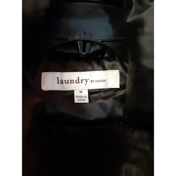 Laundry by Design Feather Down Puffy Coat Women's Medium Black Belted #2785 - Picture 3 of 11